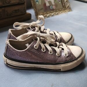 Kids Purple Glitter Converse